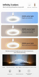 Ventilador de teto com controle remoto e economia de energia, lâmpada LED 85-265V para sala de estar e quarto, silencioso na parte inferior, base E27, 2 em 1.