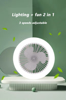 Ventilador de teto com controle remoto e economia de energia, lâmpada LED 85-265V para sala de estar e quarto, silencioso na parte inferior, base E27, 2 em 1.