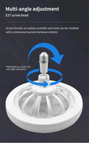 Ventilador de teto com controle remoto e economia de energia, lâmpada LED 85-265V para sala de estar e quarto, silencioso na parte inferior, base E27, 2 em 1.